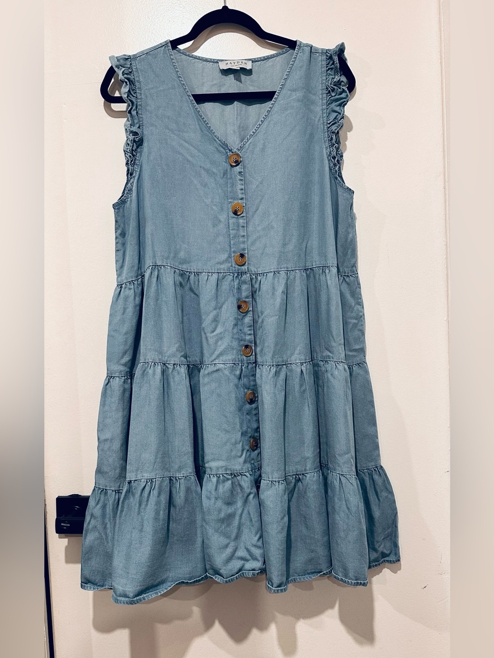 Hayden Light Blue Tiered Button-Front Midi Dress - Picture 5 of 10